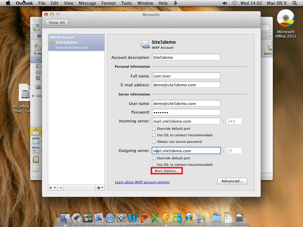 setting up imap email on outlook for mac
